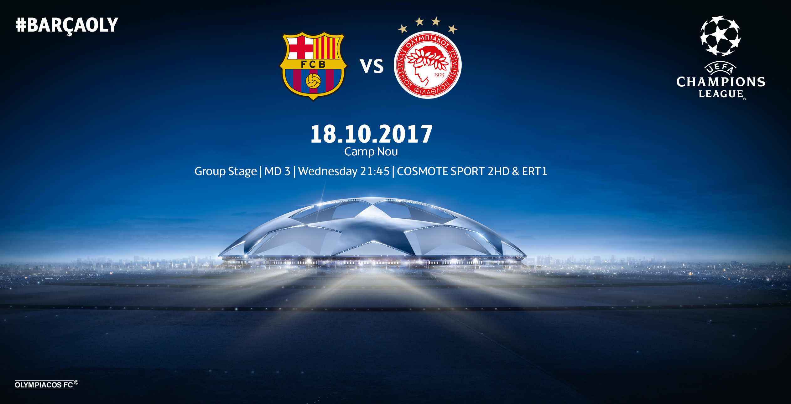 Μπαρτσελόνα – Ολυμπιακός στις 21:45
