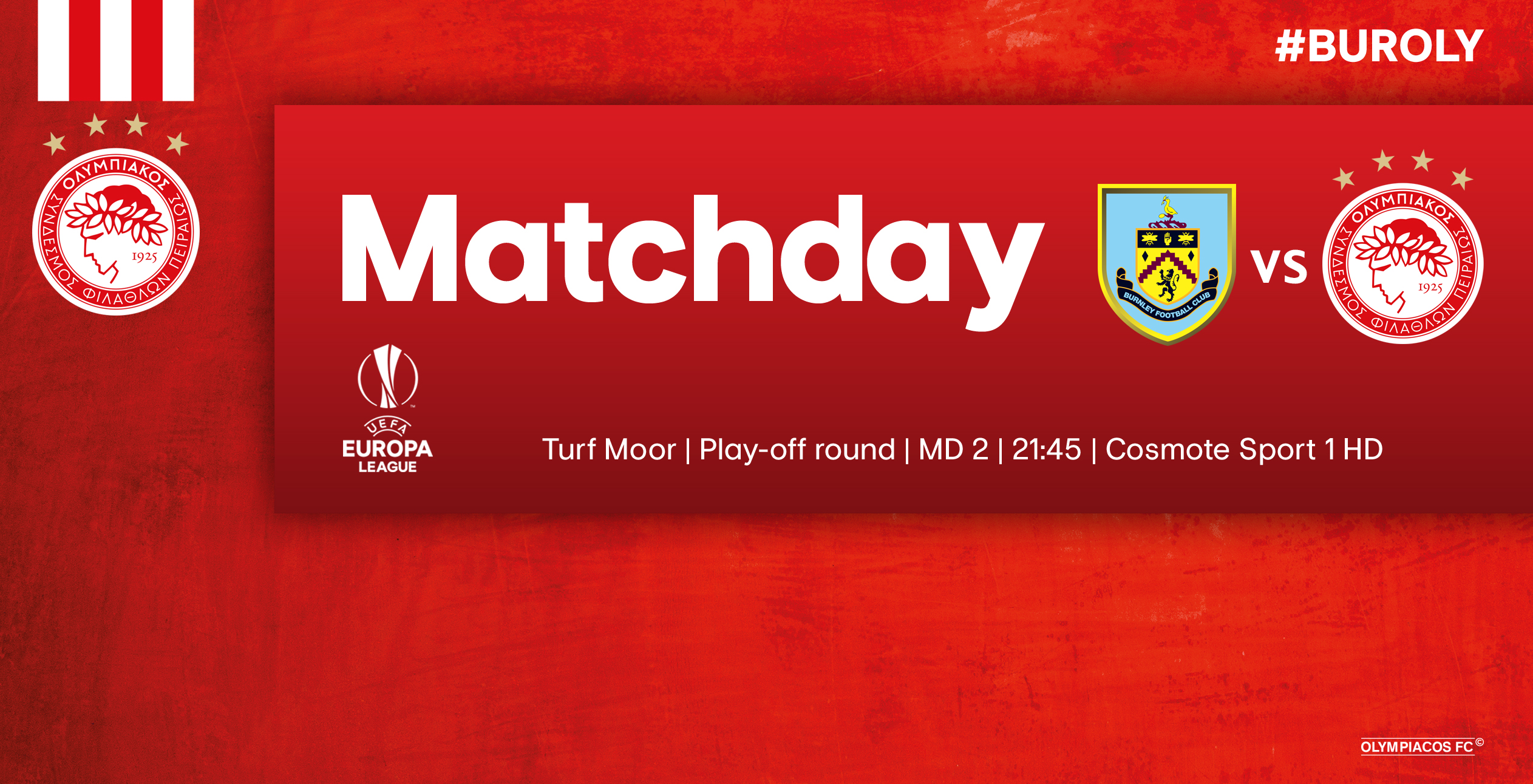 Μπέρνλι – Ολυμπιακός στις 21:45