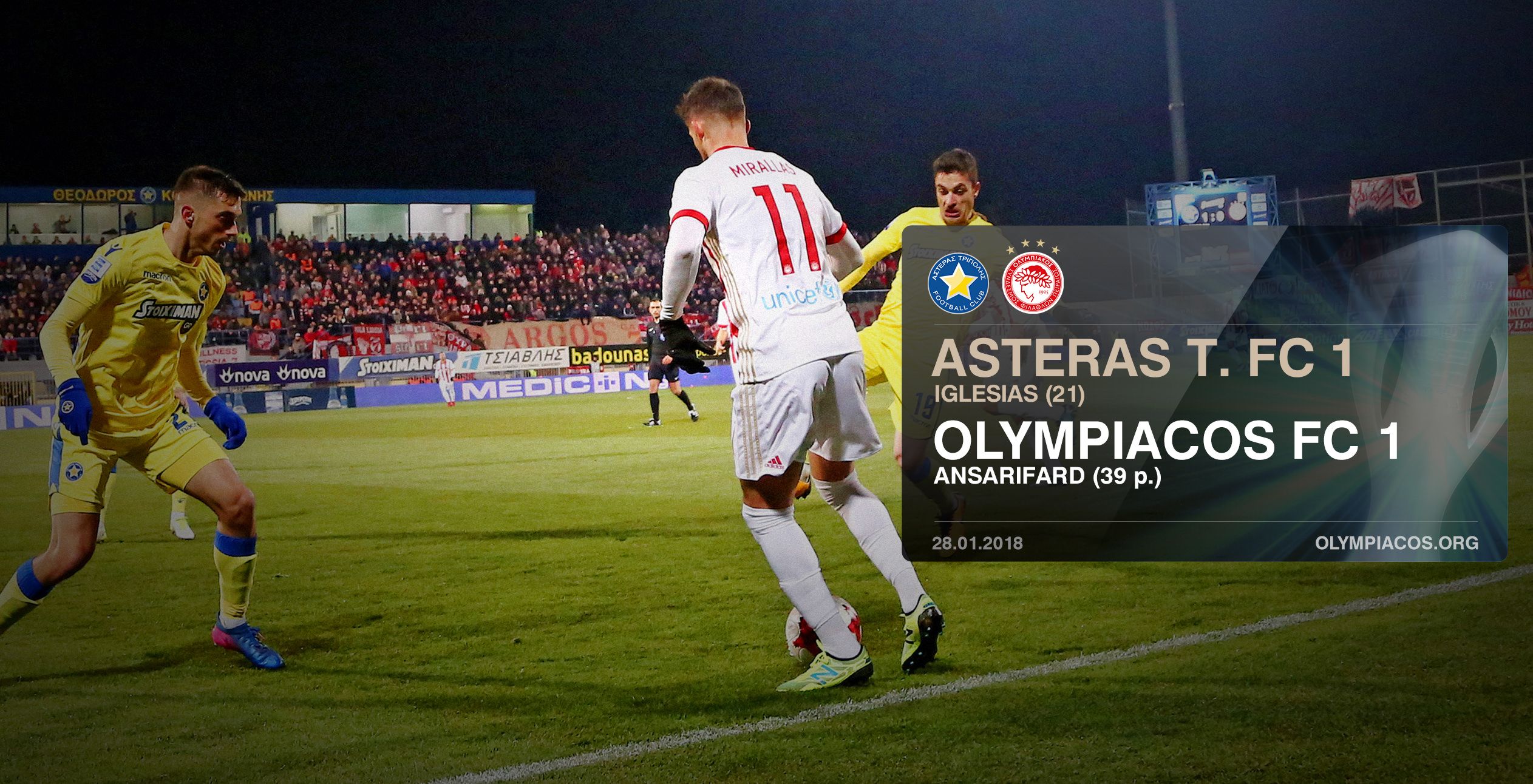 Asteras Tripolis – Olympiacos 1-1