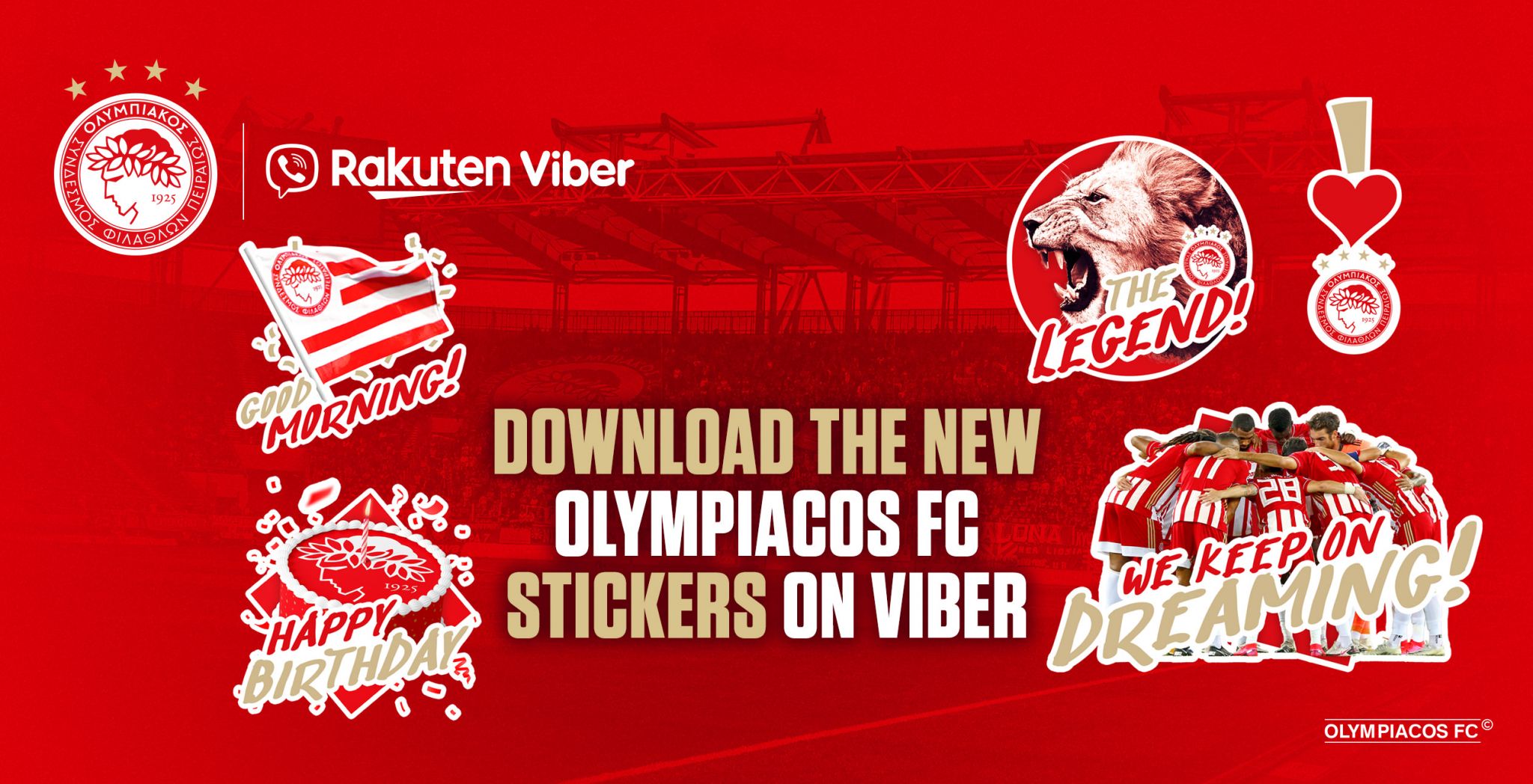 ¡Descubre las nuevas etiquetas del Olympiacós en Viber!