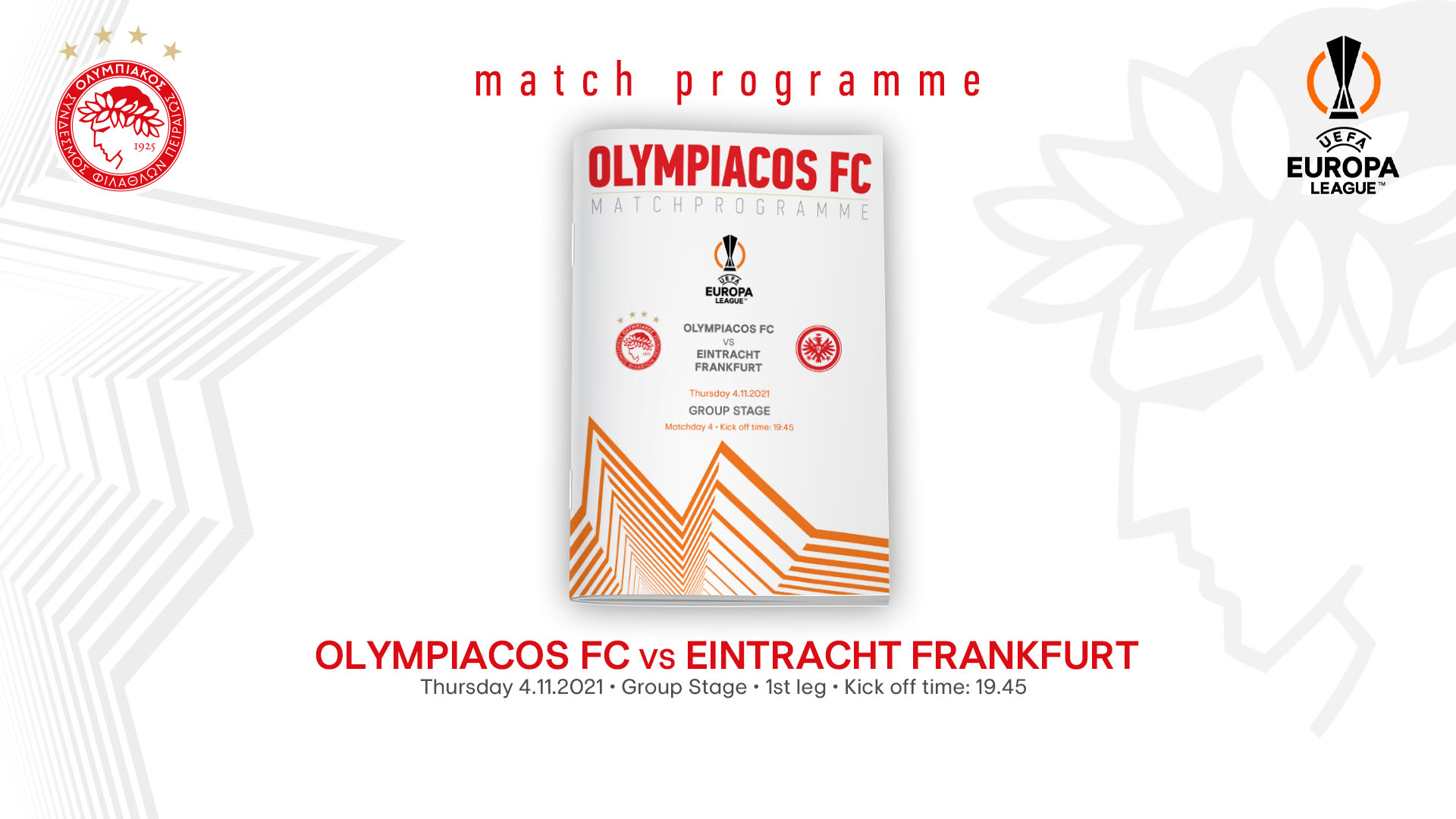 Match Programme Ολυμπιακός-Άιντραχτ Φρανκφούρτης
