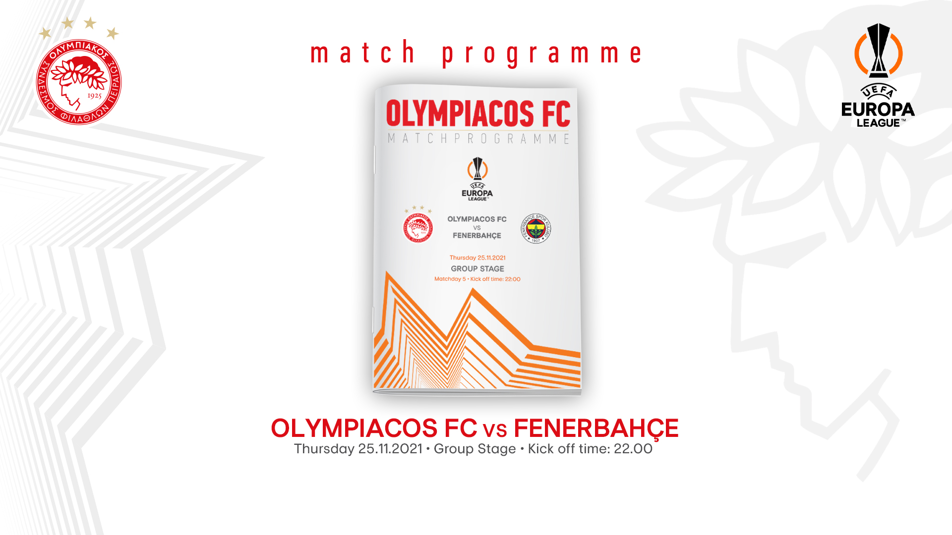 Match Programme Ολυμπιακός-Φενέρμπαχτσε