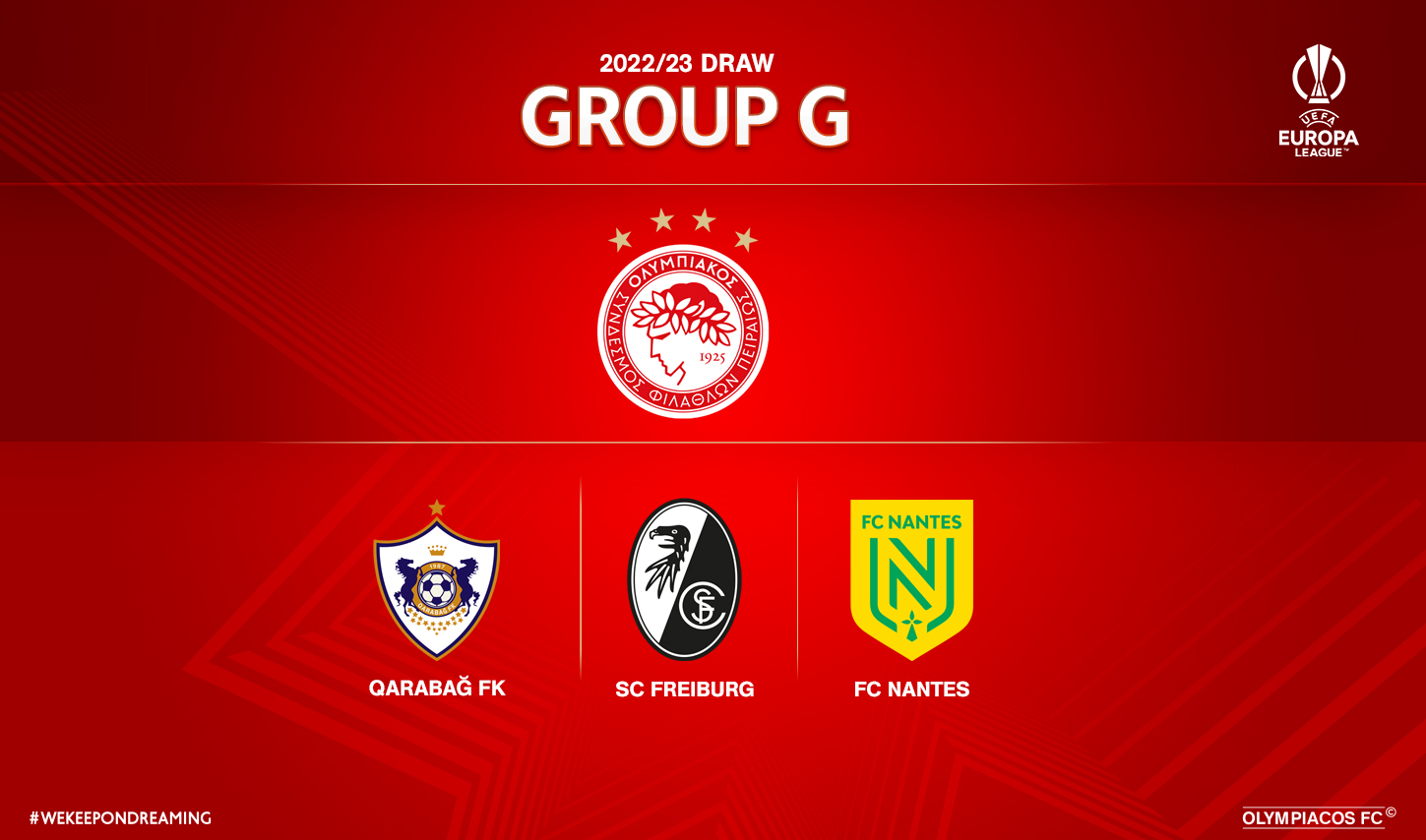 Clubs drawn to play Olympiacos in the Europa League group stage