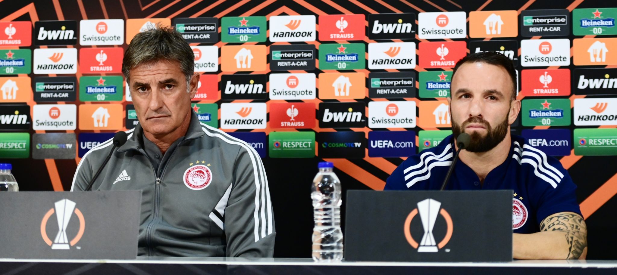 The press conference for the match of Olympiacos against Qarabağ