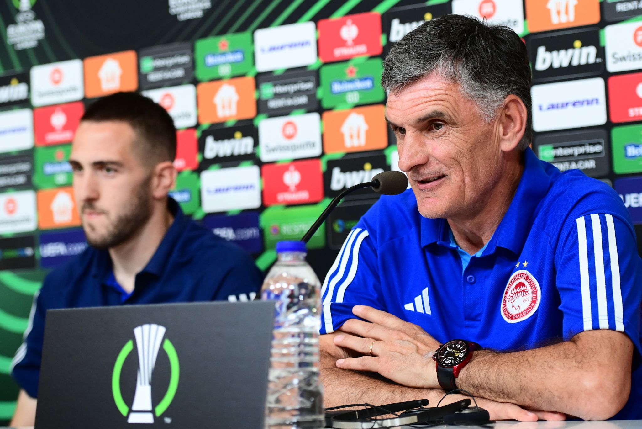The press conference before the match Olympiacos–Fenerbahce