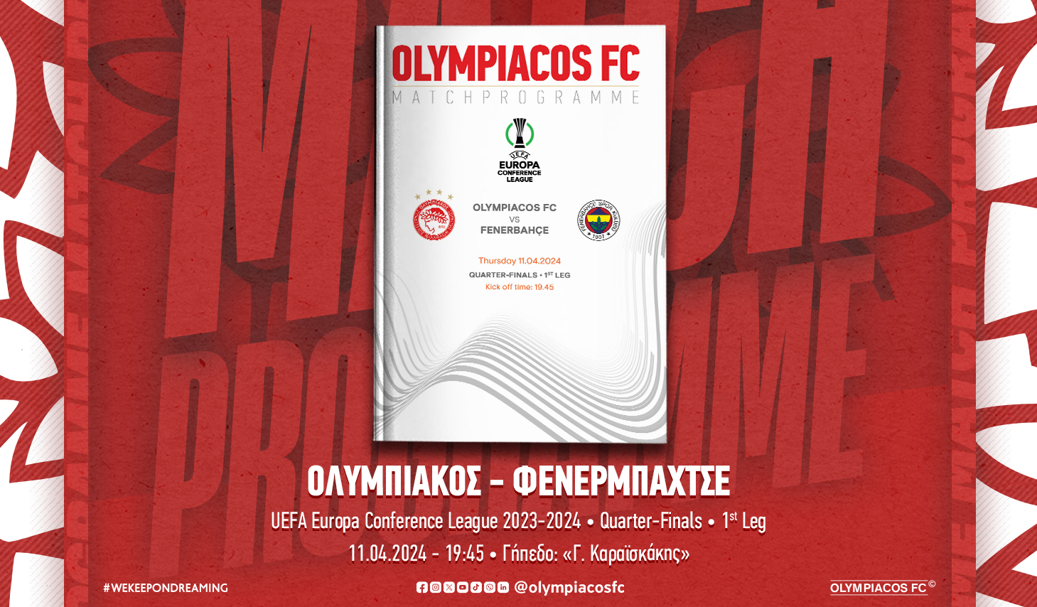 Match Programme Ολυμπιακός – Fenerbahce
