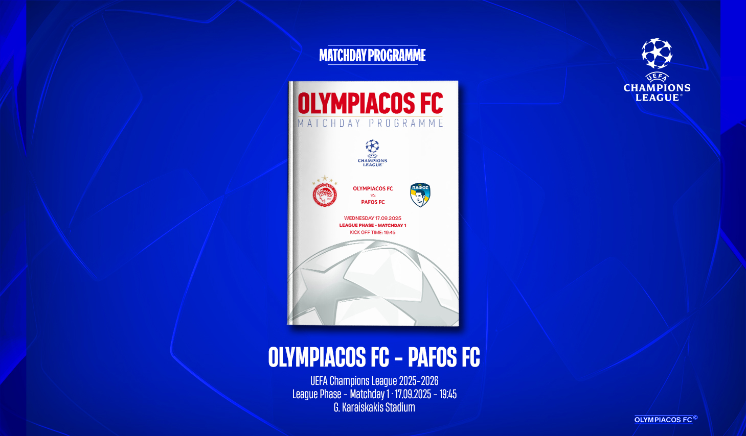 Το Matchday Programme του αγώνα Ολυμπιακός – Πάφος FC