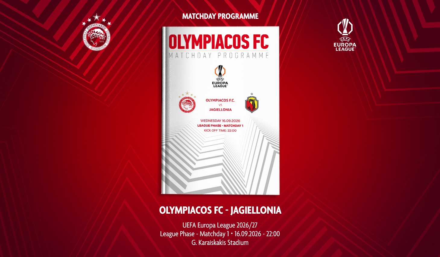 Το Matchday Programme του αγώνα Ολυμπιακός – Jagiellonia