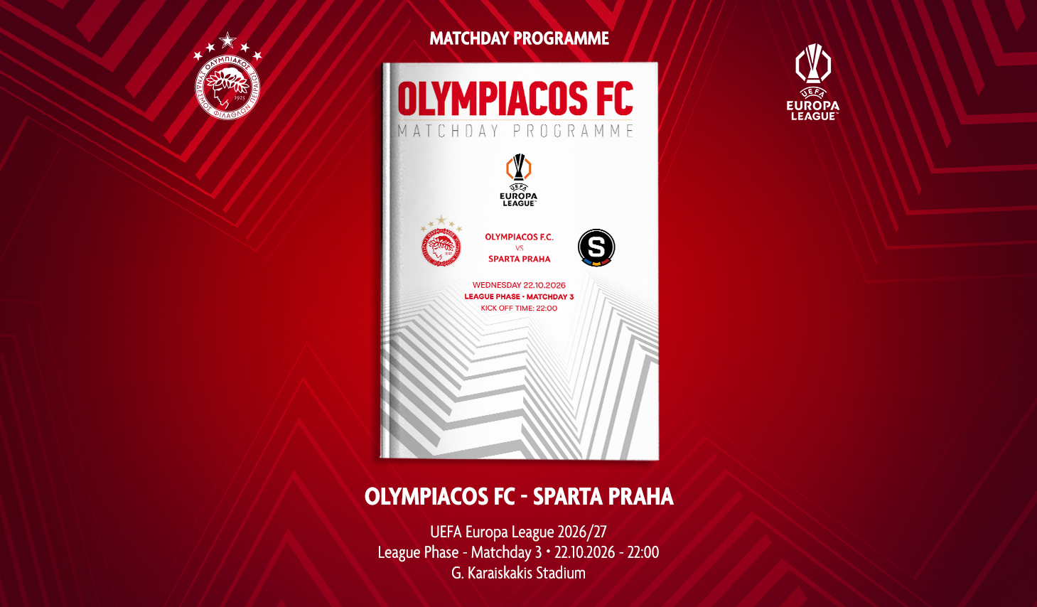 Το Matchday Programme του αγώνα Ολυμπιακός – Sparta Praha